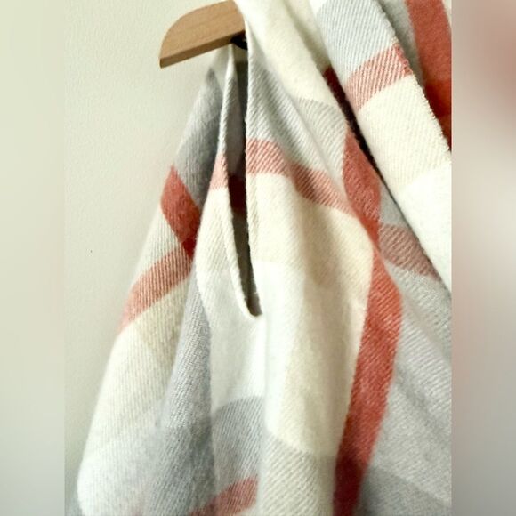 A New Day Wearable Scarf Shawl in Cream Gray Orange Plaid - OS - Picture 3 of 5